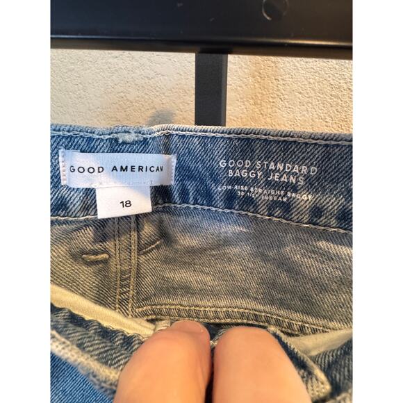 Good American Good Standard Baggy Jean Women 18 Plus NWT Distressed Straight Leg - Picture 7 of 8